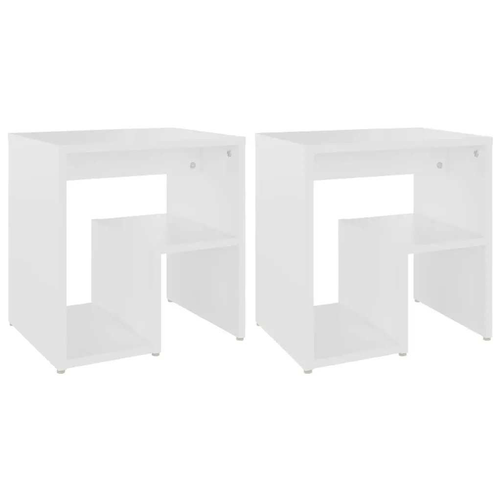 Bedside Table Nightstand Cabinet White 40x30x40 cm Engineered Wood 2 Piece