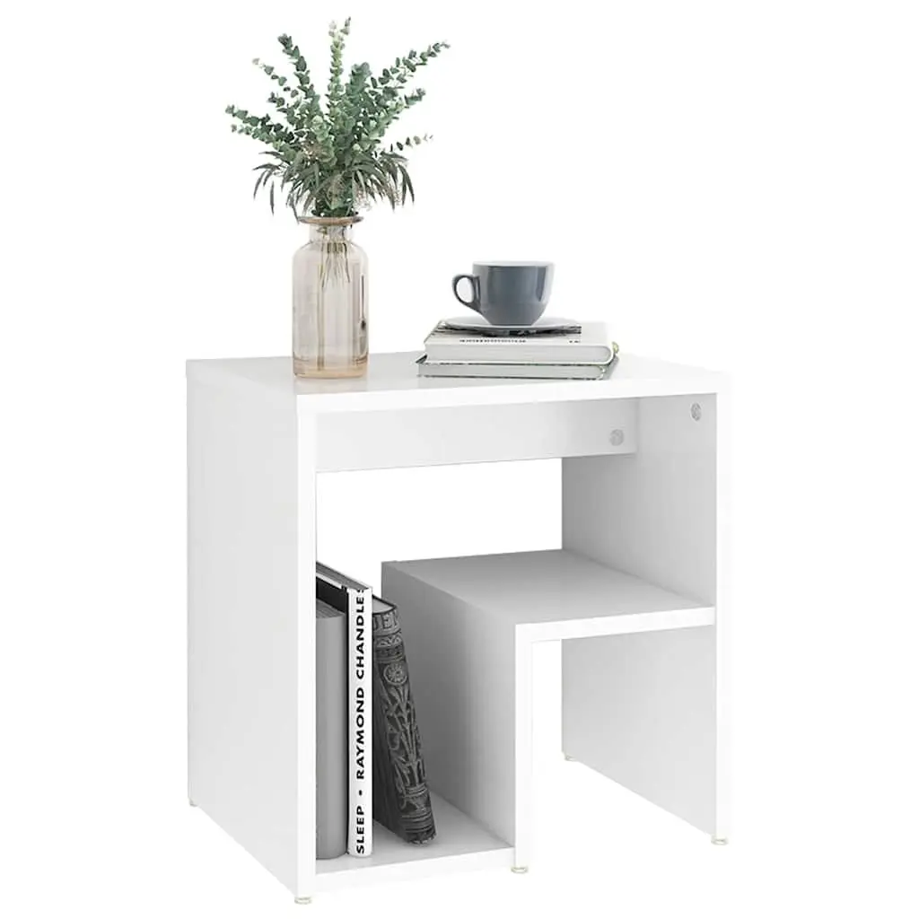 Bedside Table Nightstand Cabinet White 40x30x40 cm Engineered Wood 2 Piece