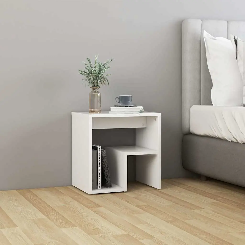 Bedside Table Nightstand Cabinet White 40x30x40 cm Engineered Wood 2 Piece