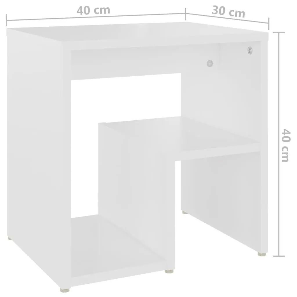 Bedside Table Nightstand Cabinet White 40x30x40 cm Engineered Wood 2 Piece