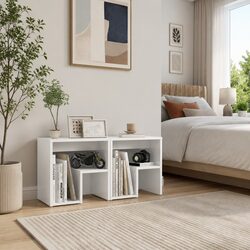 Stylish White High Gloss Bedside Tables - 2 Piece Set