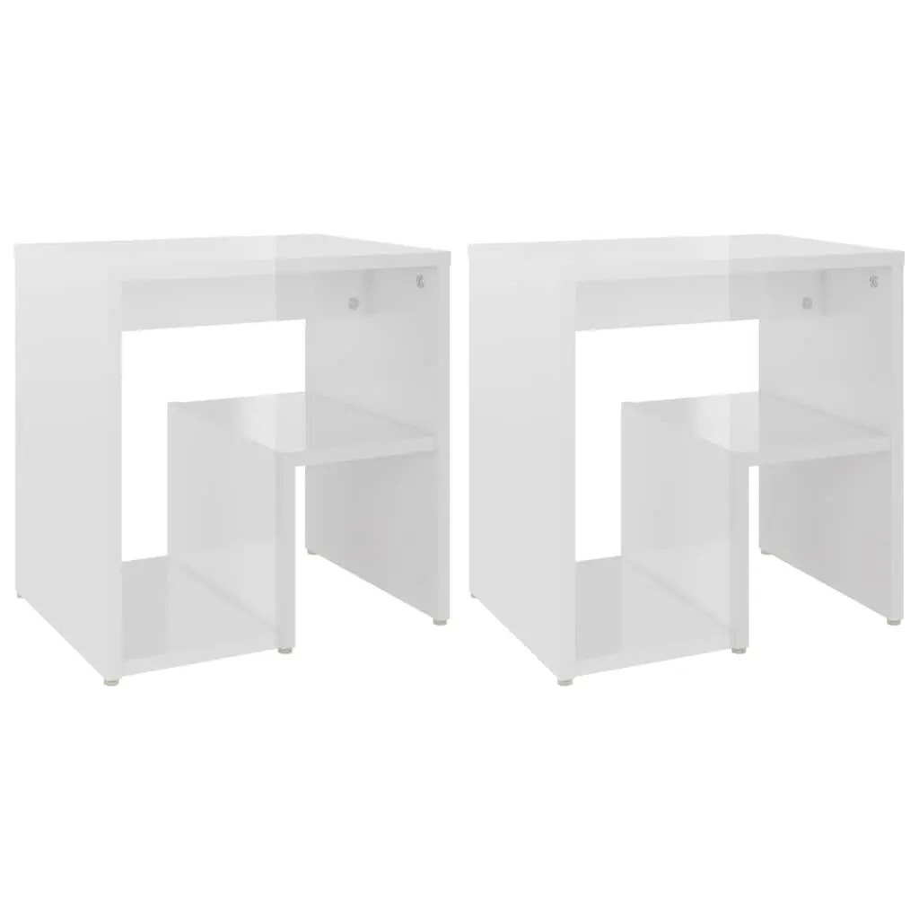Bedside Tables White High Gloss 40 x 30 x 40 cm Engineered Wood 2 pcs