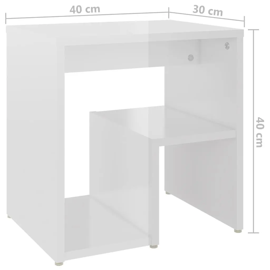 Bedside Tables White High Gloss 40 x 30 x 40 cm Engineered Wood 2 pcs
