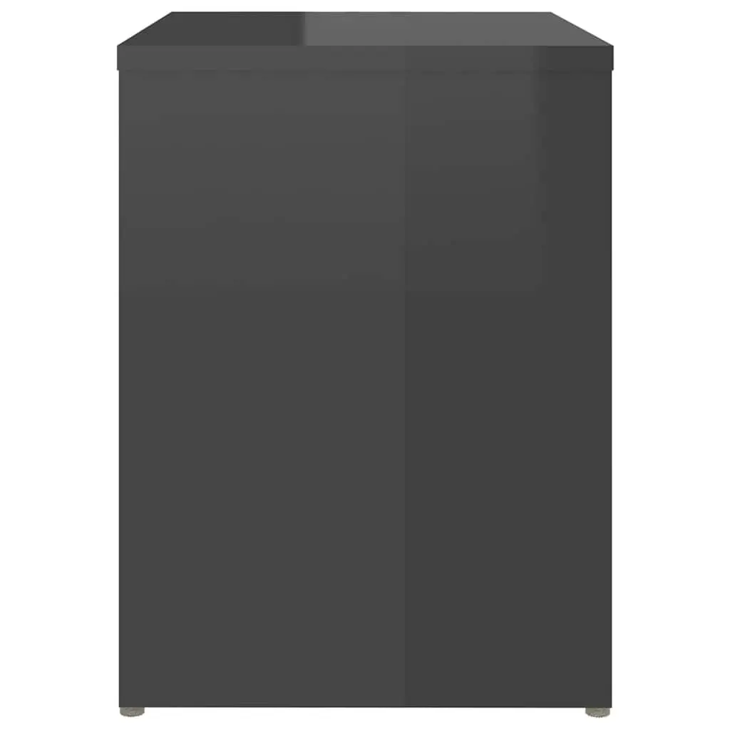 Bedside Tables High Gloss Grey 2 pcs Engineered Wood Nightstands with Shelf