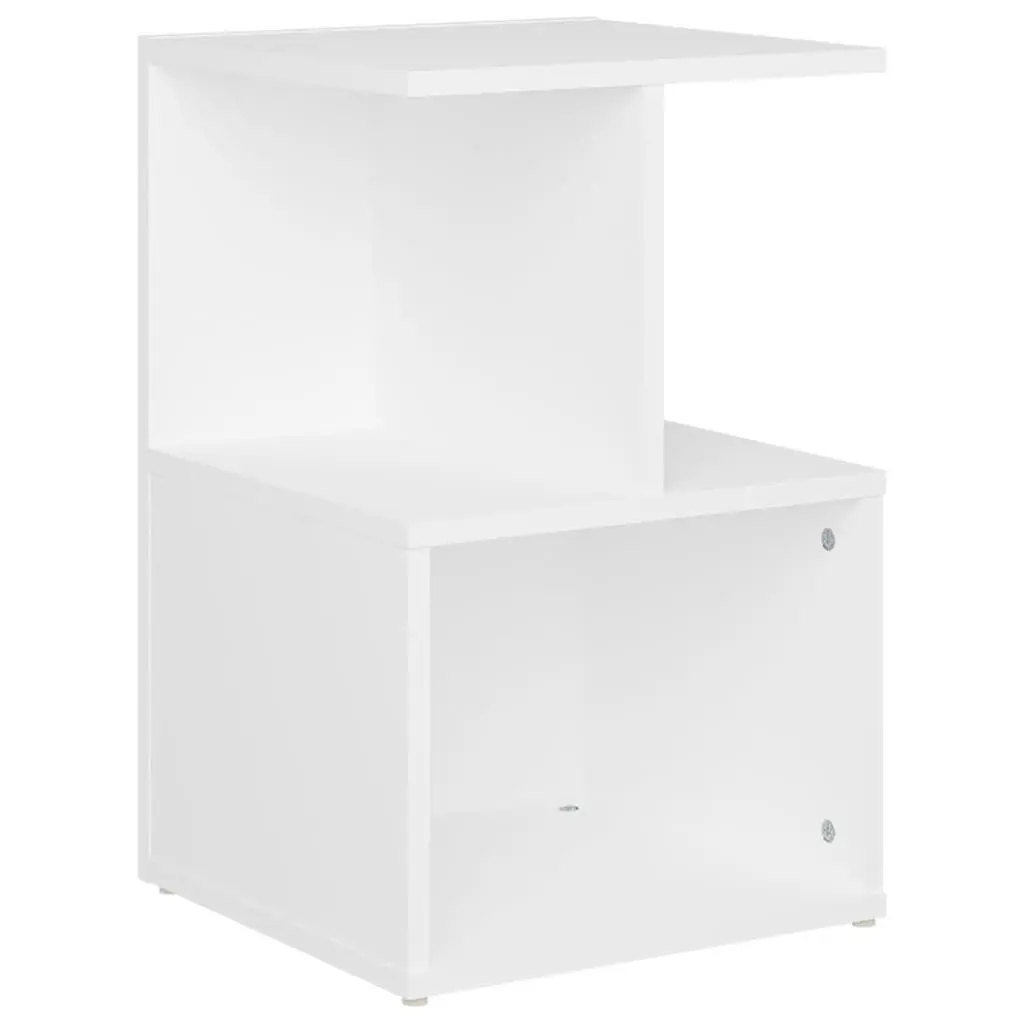 Bedside Table White Open Compartments Nightstand 35 x 35 x 55 cm Engineered Wood