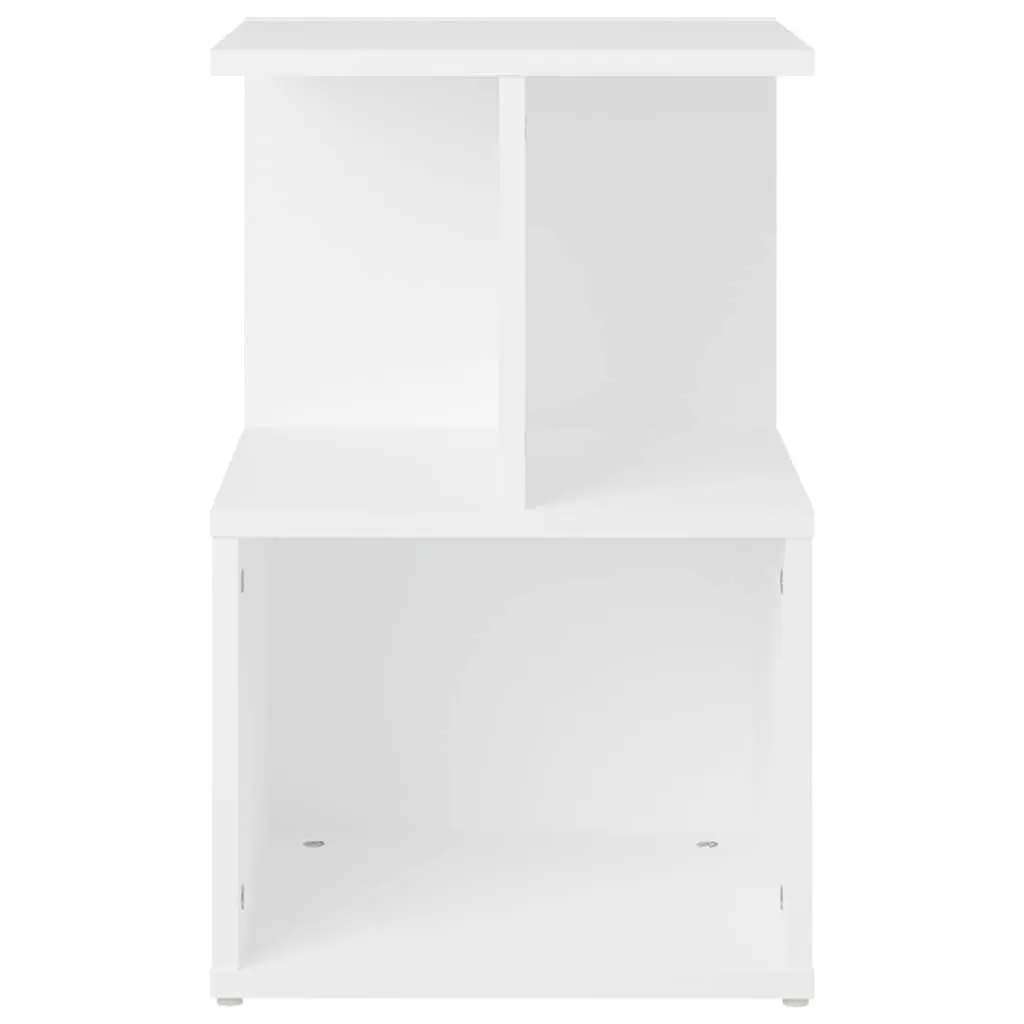 Bedside Table White Open Compartments Nightstand 35 x 35 x 55 cm Engineered Wood