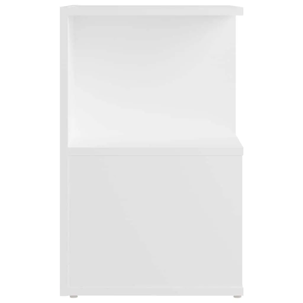 Bedside Table White Open Compartments Nightstand 35 x 35 x 55 cm Engineered Wood