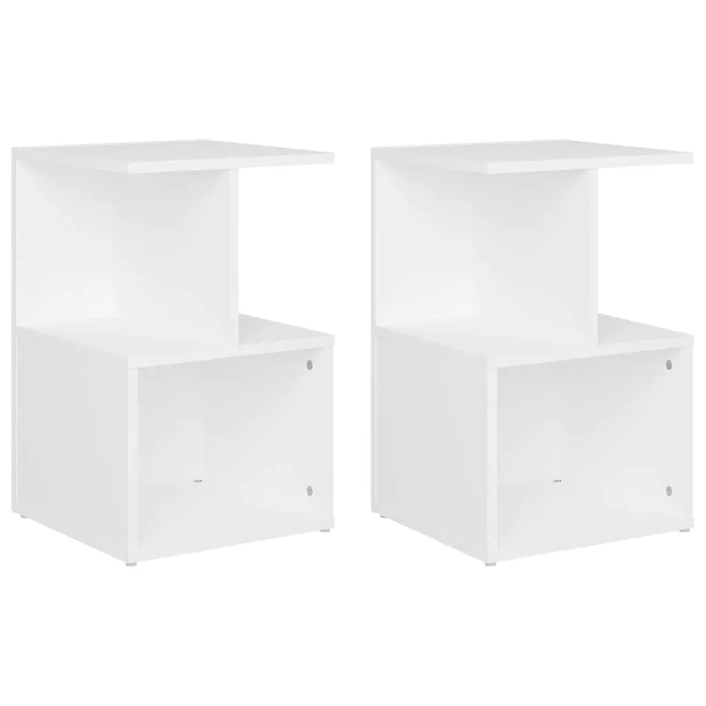 Bedside Cabinets Set 2 pcs White 35x35x55 cm Engineered Wood Storage Nightstand Open Shelves