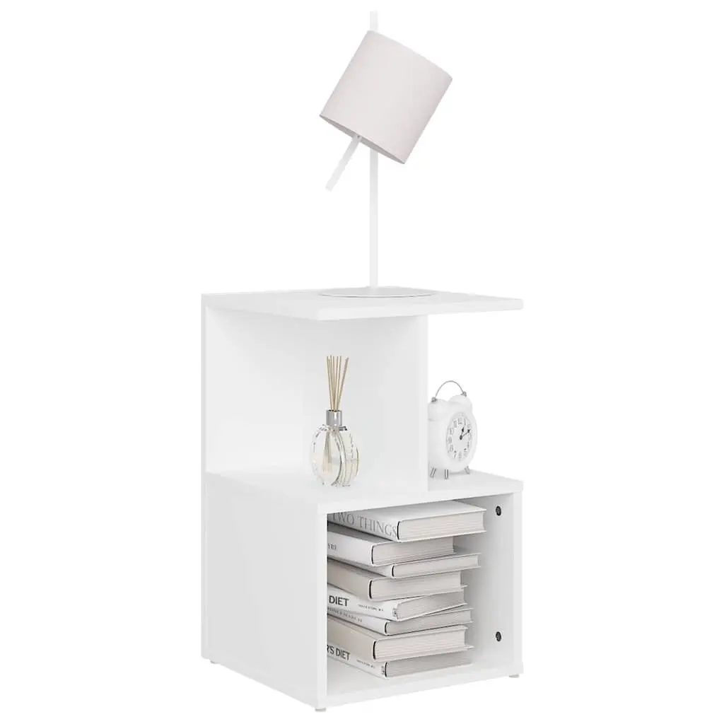 Bedside Cabinets Set 2 pcs White 35x35x55 cm Engineered Wood Storage Nightstand Open Shelves