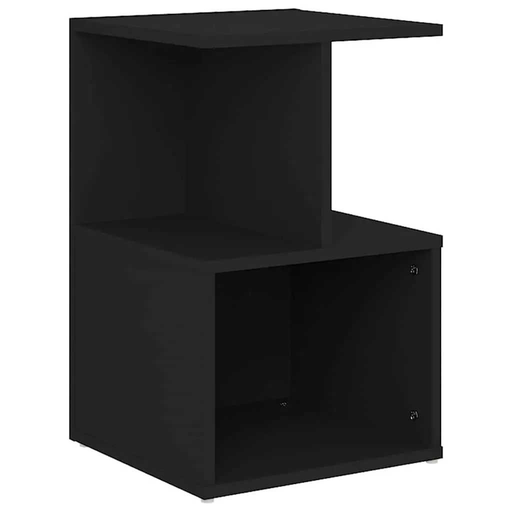 Bedside Cabinet Black Open Compartments Engineered Wood 35W x 35D x 55H cm