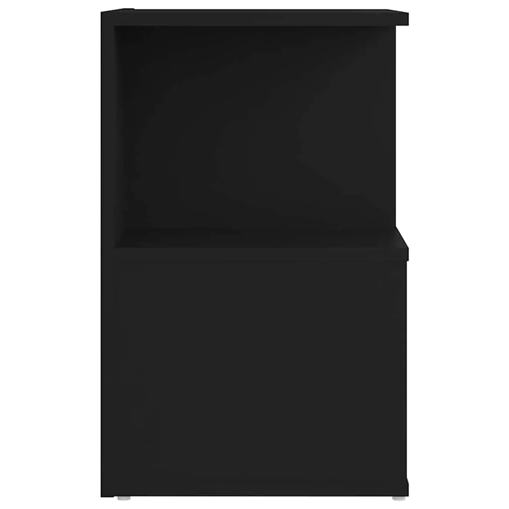 Bedside Cabinet Black Open Compartments Engineered Wood 35W x 35D x 55H cm