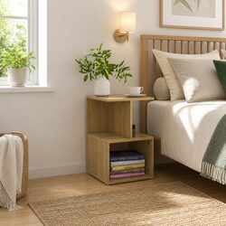 2-Piece Brown Engineered Wood Bedside Cabinet Set