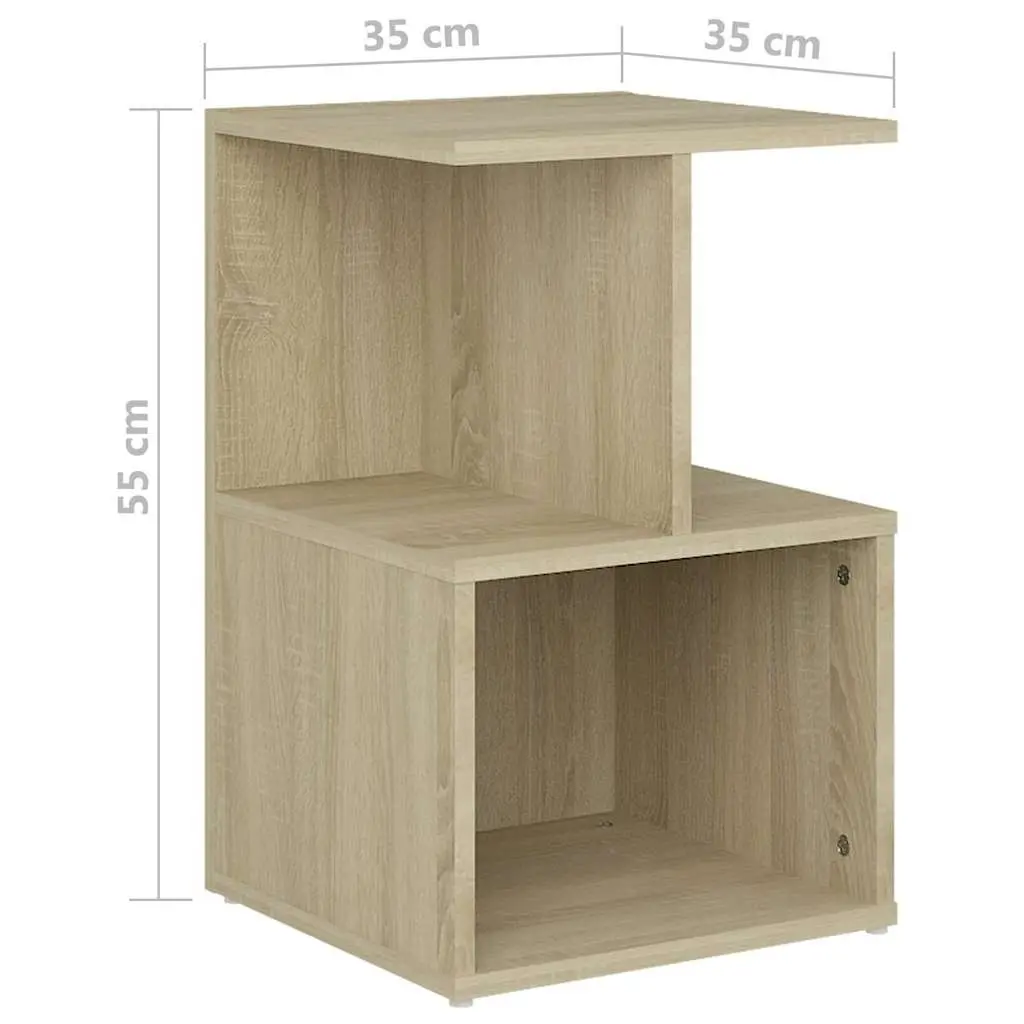 Bedside Cabinet Set Brown Engineered Wood 35W x 35D x 55H cm Nightstand Storage Open Shelves
