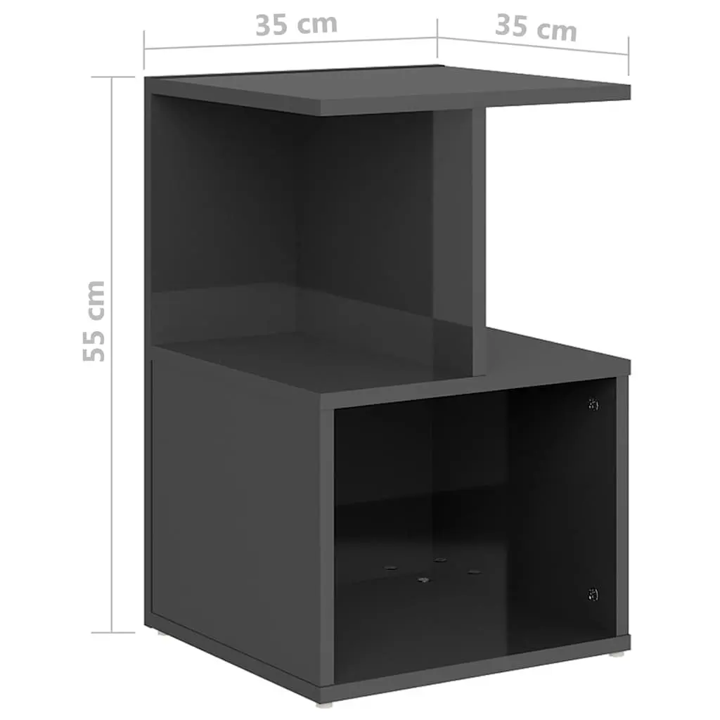 Bedside Cabinets High Gloss Grey 35 x 35 x 55 cm Engineered Wood 2 pcs