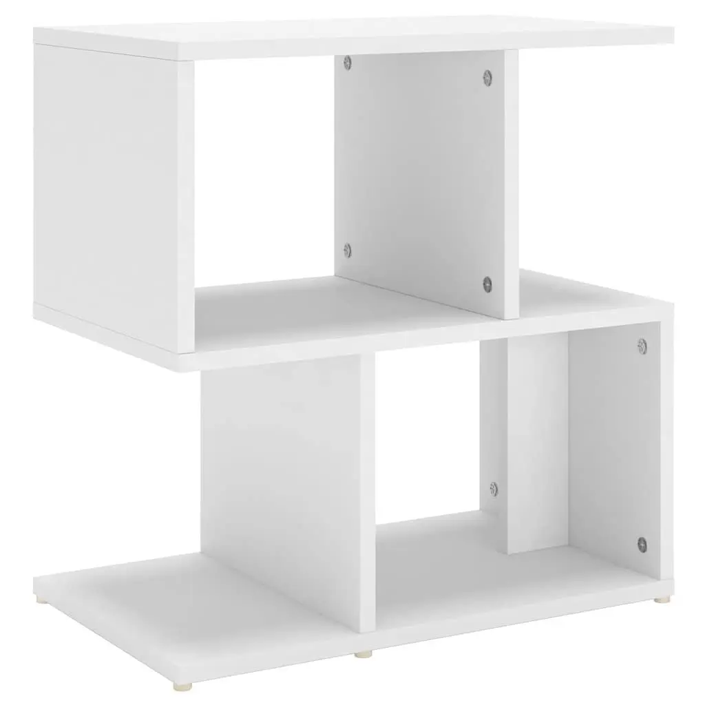 Bedside Cabinet White Open Compartments Storage Nightstand Engineered Wood 50W x 30D x 51.5H cm