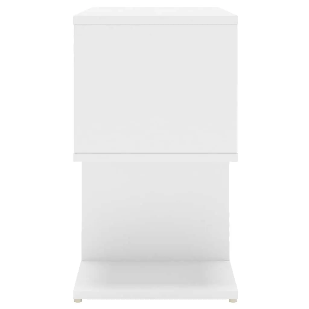 Bedside Cabinet Set White Open Compartment Storage Nightstand Table 2 Piece Engineered Wood