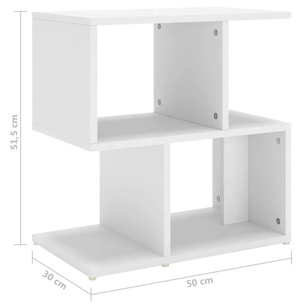 Bedside Cabinet Set White Open Compartment Storage Nightstand Table 2 Piece Engineered Wood