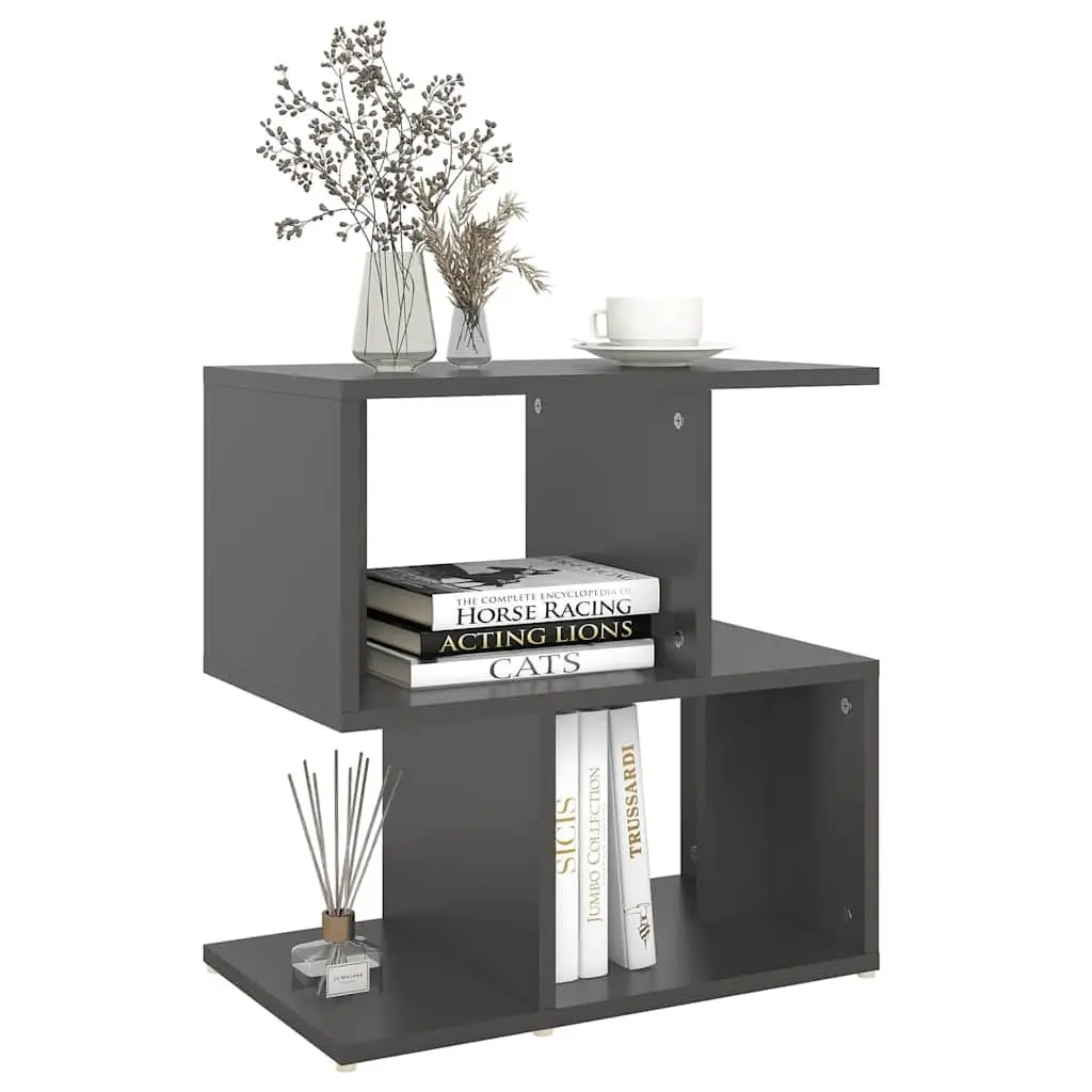 Bedside Cabinet Set Grey Open Compartments 50W x 30D x 51.5H cm Engineered Wood