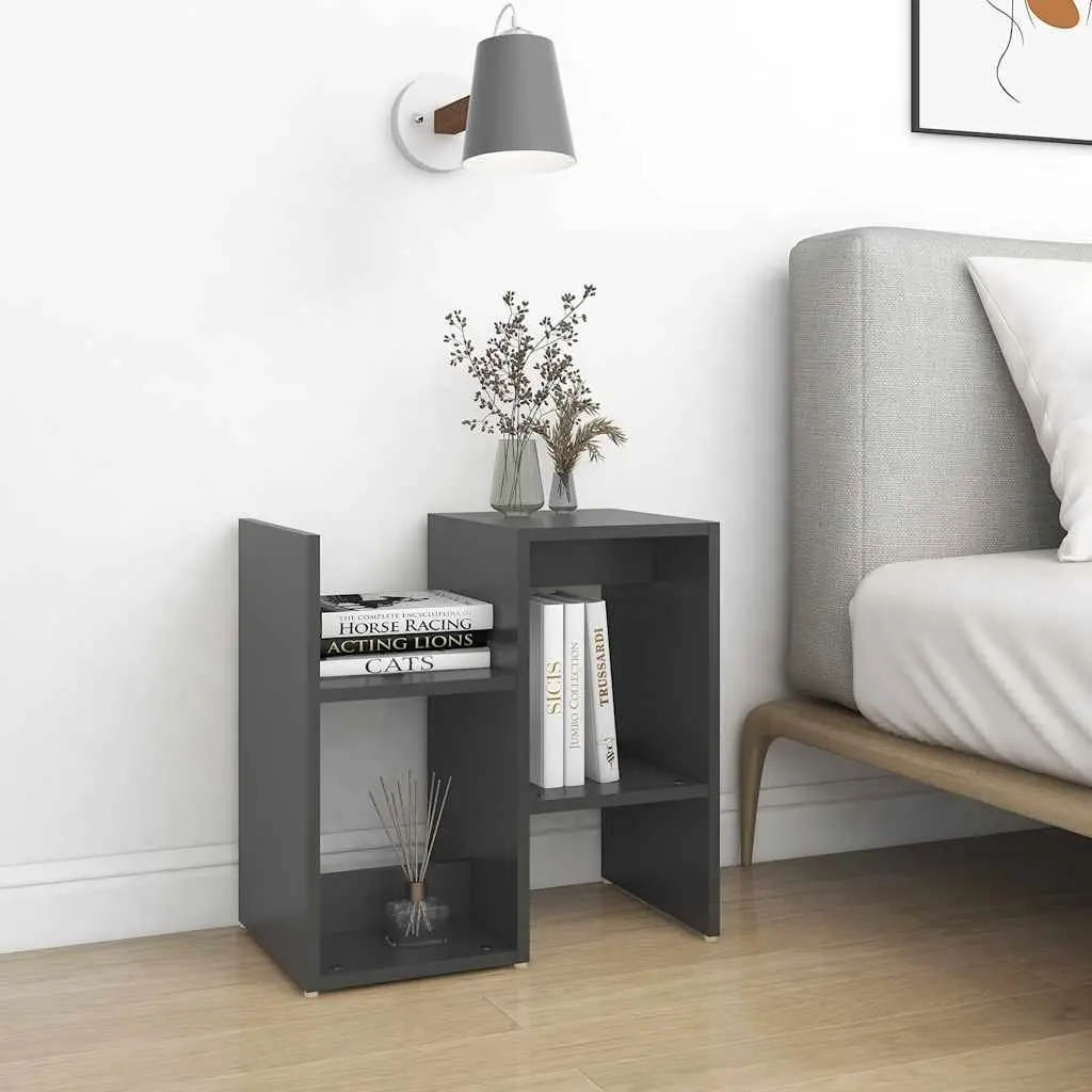 Bedside Cabinet Set Grey Open Compartments 50W x 30D x 51.5H cm Engineered Wood