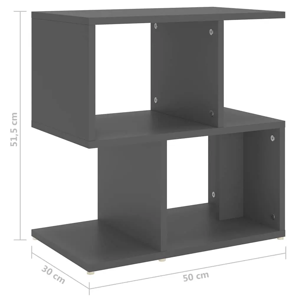 Bedside Cabinet Set Grey Open Compartments 50W x 30D x 51.5H cm Engineered Wood