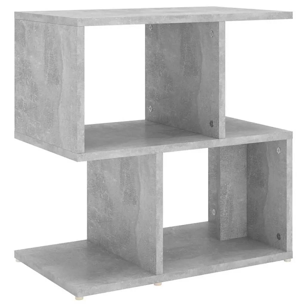 Bedside Cabinet Grey Open Compartments Storage Nightstand Table Organizer Engineered Wood 50 x 30 x 51.5 cm