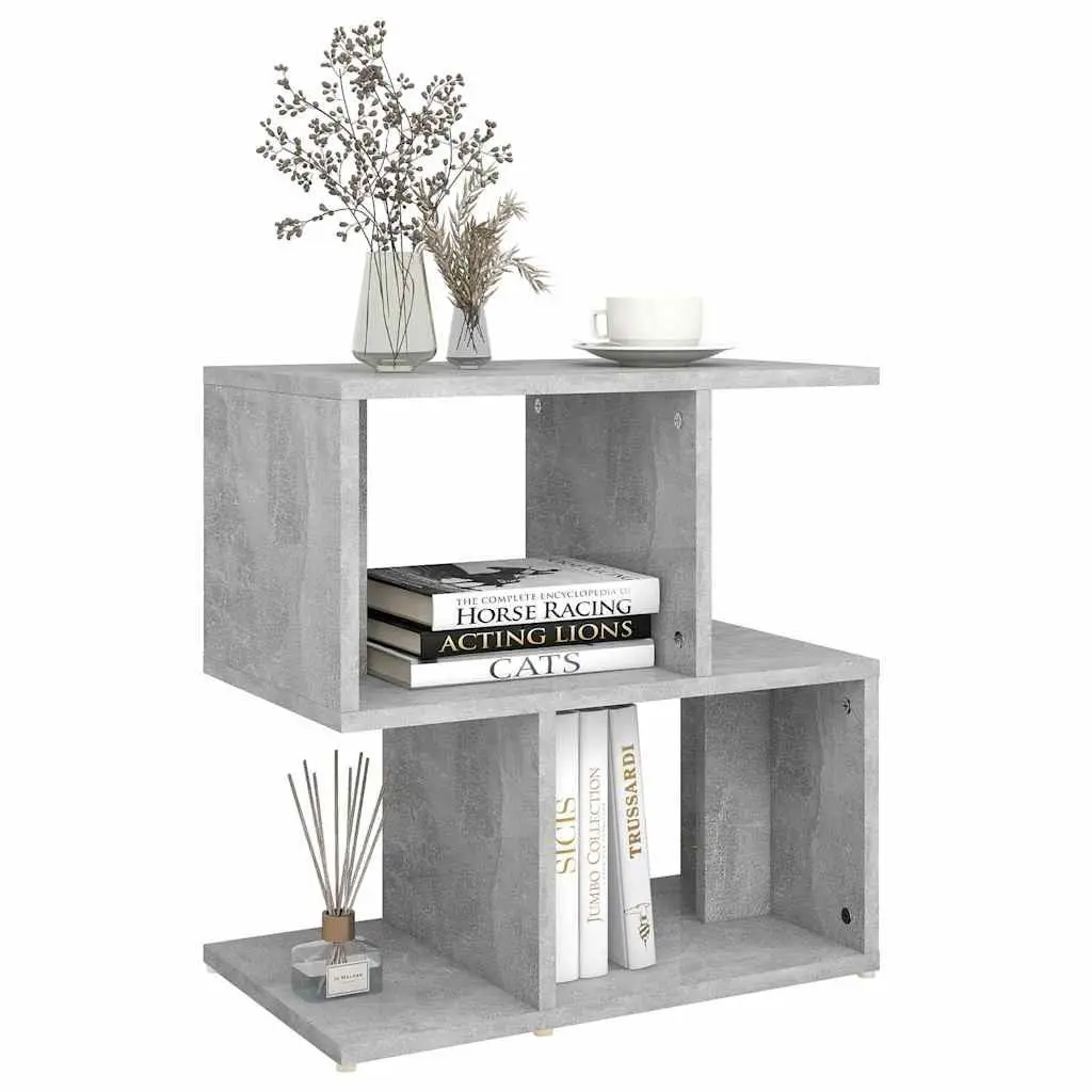 Bedside Cabinet Grey Open Compartments Storage Nightstand Table Organizer Engineered Wood 50 x 30 x 51.5 cm