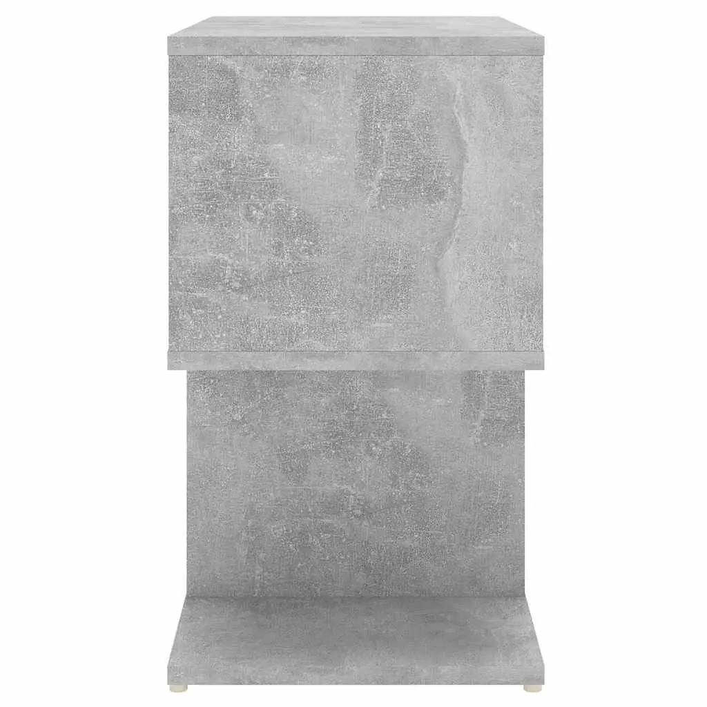 Bedside Cabinet Grey Open Compartments Storage Nightstand Table Organizer Engineered Wood 50 x 30 x 51.5 cm