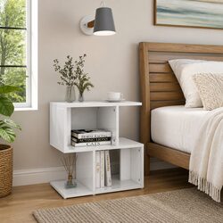 Elegant White High Gloss Bedside Cabinet Set of 2