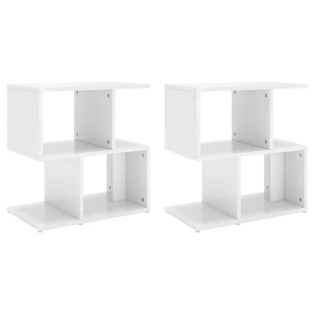 Bedside Cabinet Set White High Gloss 50 x 30 x 51.5 cm Engineered Wood