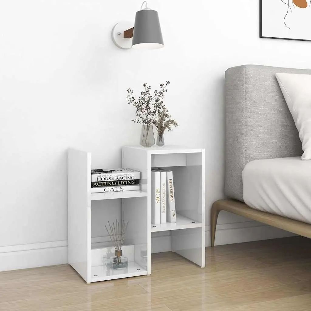 Bedside Cabinet Set White High Gloss 50 x 30 x 51.5 cm Engineered Wood