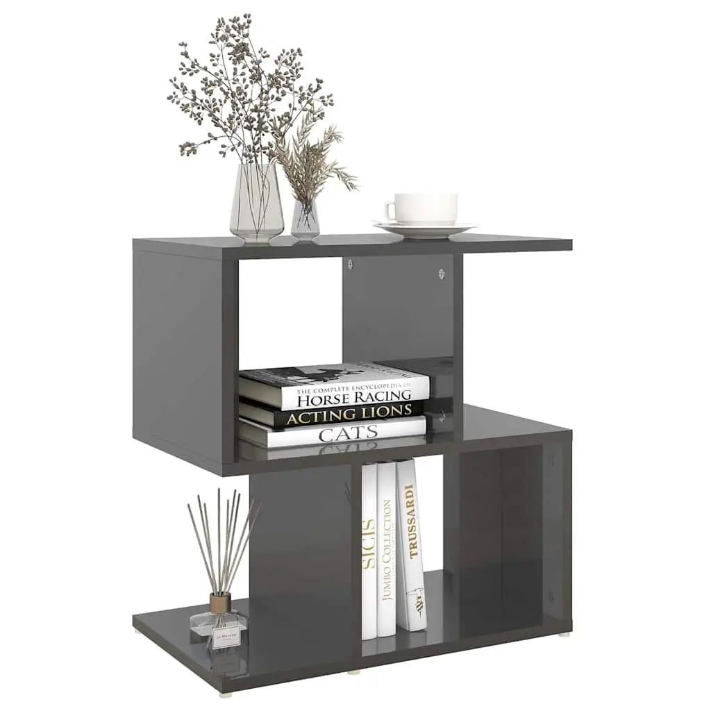 Bedside Cabinet Set Grey High Gloss 50 x 30 x 51.5 cm Engineered Wood