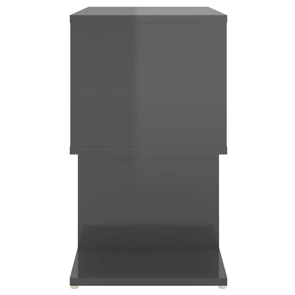 Bedside Cabinet Set Grey High Gloss 50 x 30 x 51.5 cm Engineered Wood