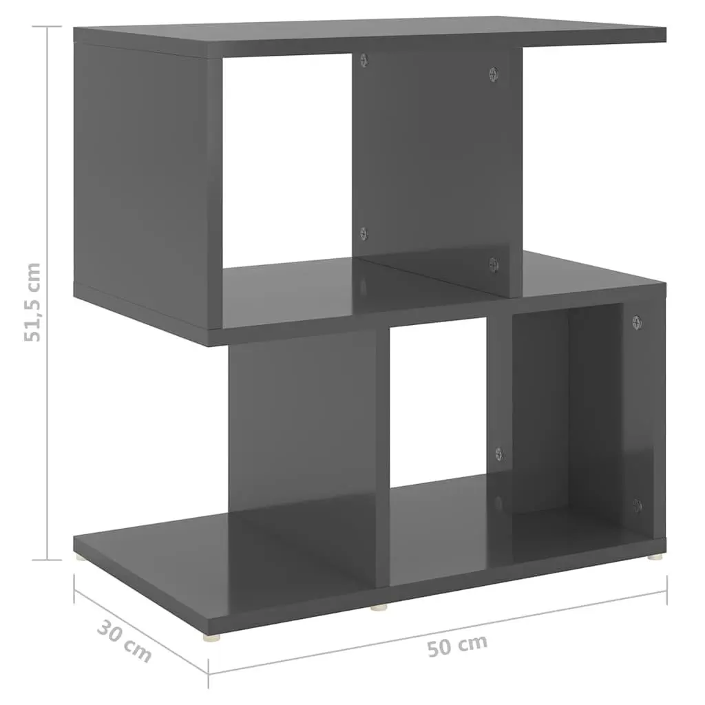 Bedside Cabinet Set Grey High Gloss 50 x 30 x 51.5 cm Engineered Wood