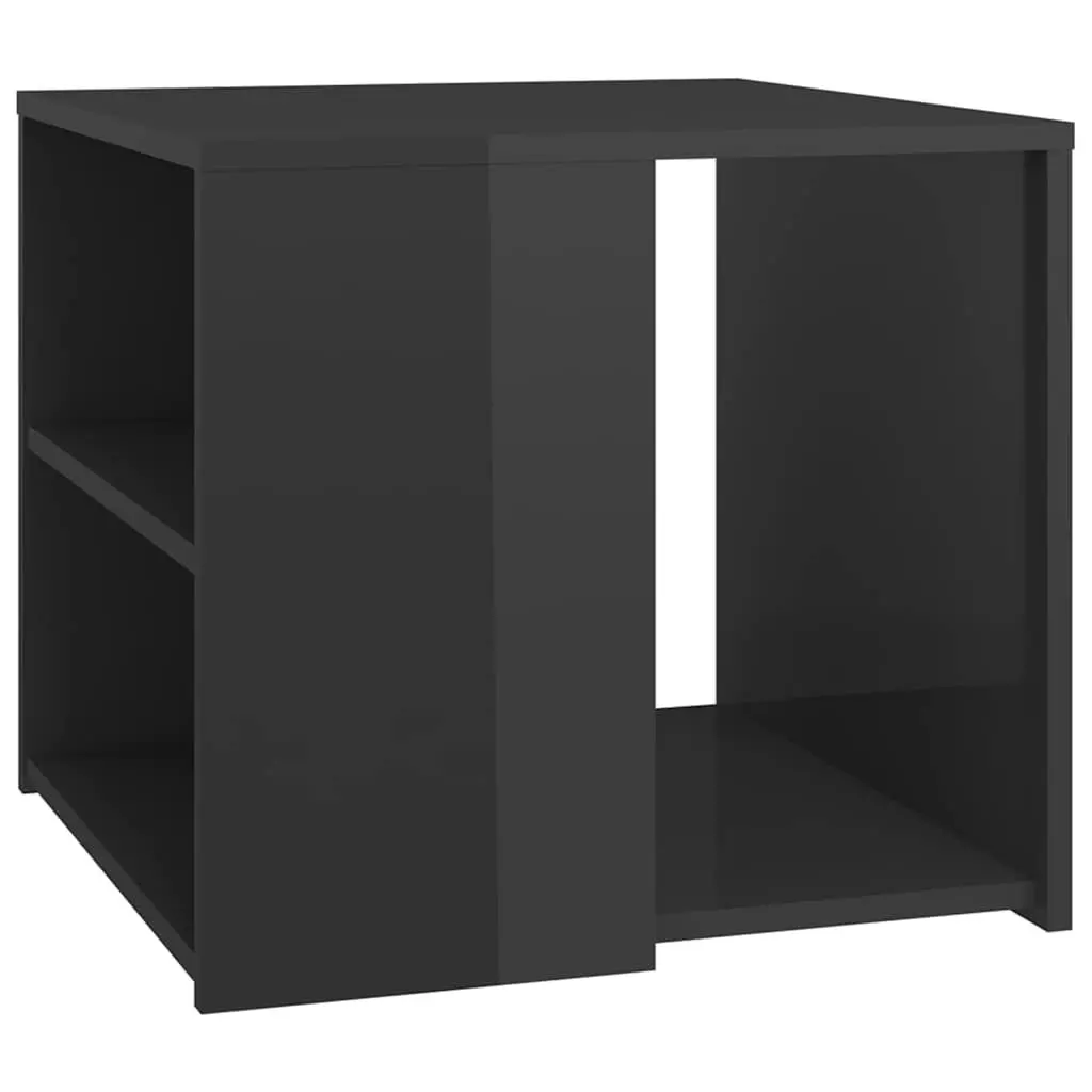 Side Table Grey High Gloss 50x50x45 cm Engineered Wood 3 Shelf Storage End Table Cabinet