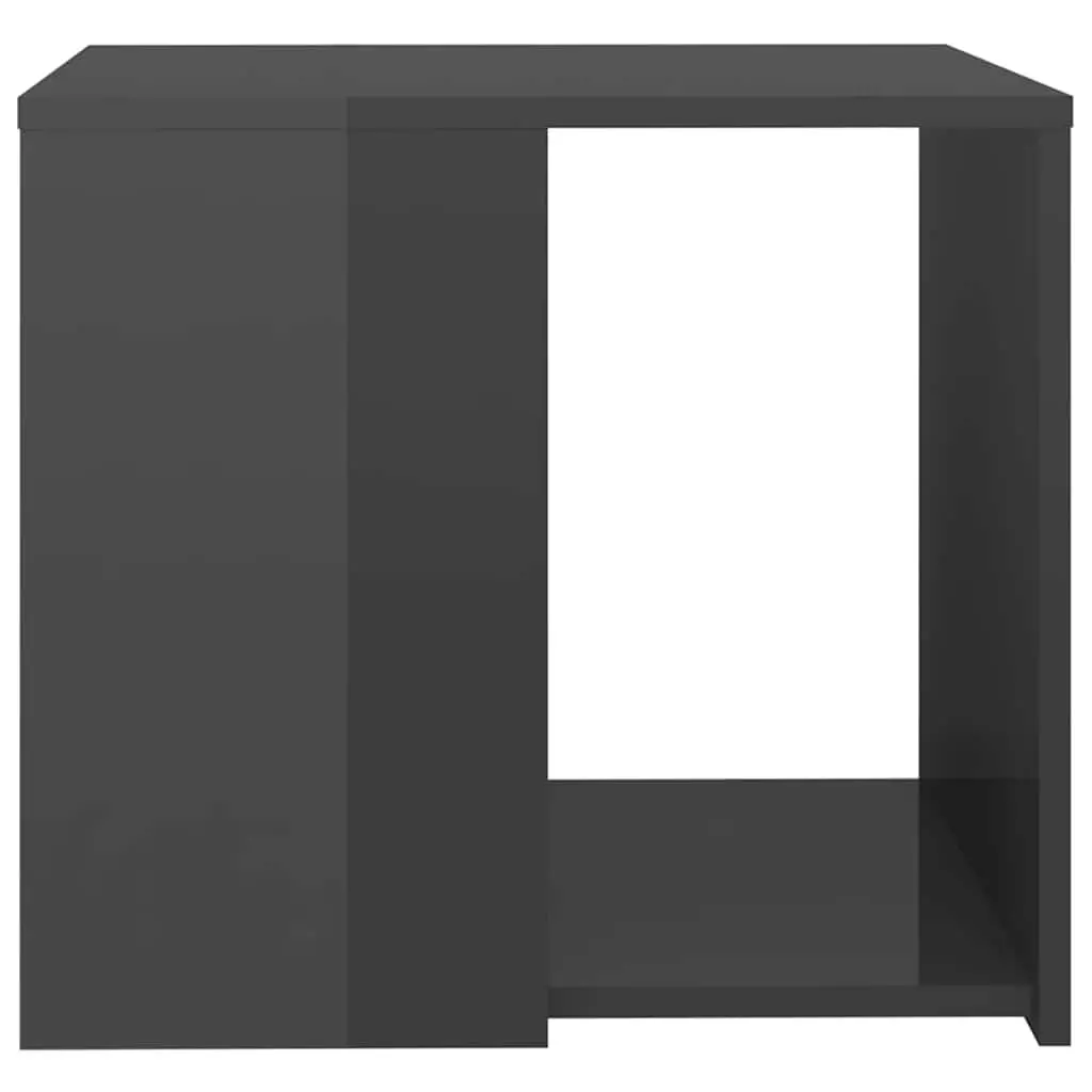 Side Table Grey High Gloss 50x50x45 cm Engineered Wood 3 Shelf Storage End Table Cabinet