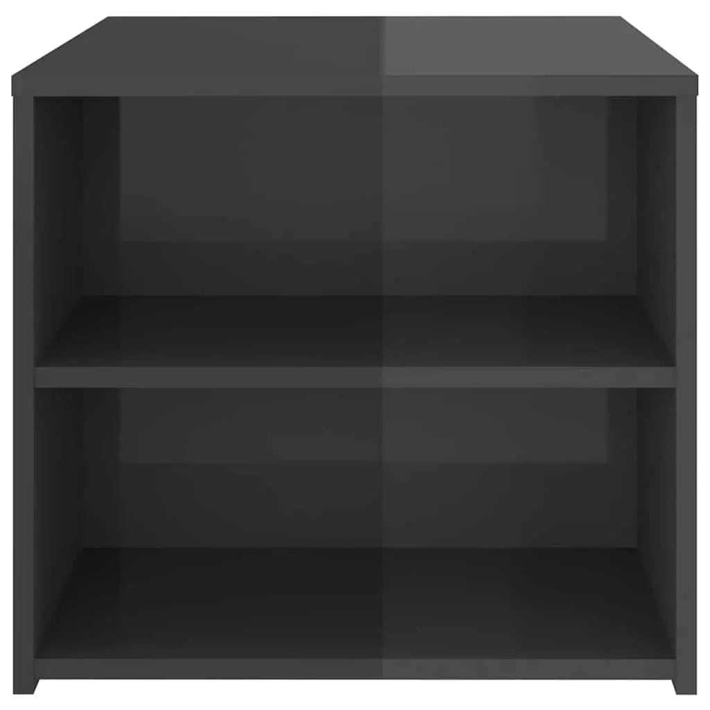 Side Table Grey High Gloss 50x50x45 cm Engineered Wood 3 Shelf Storage End Table Cabinet