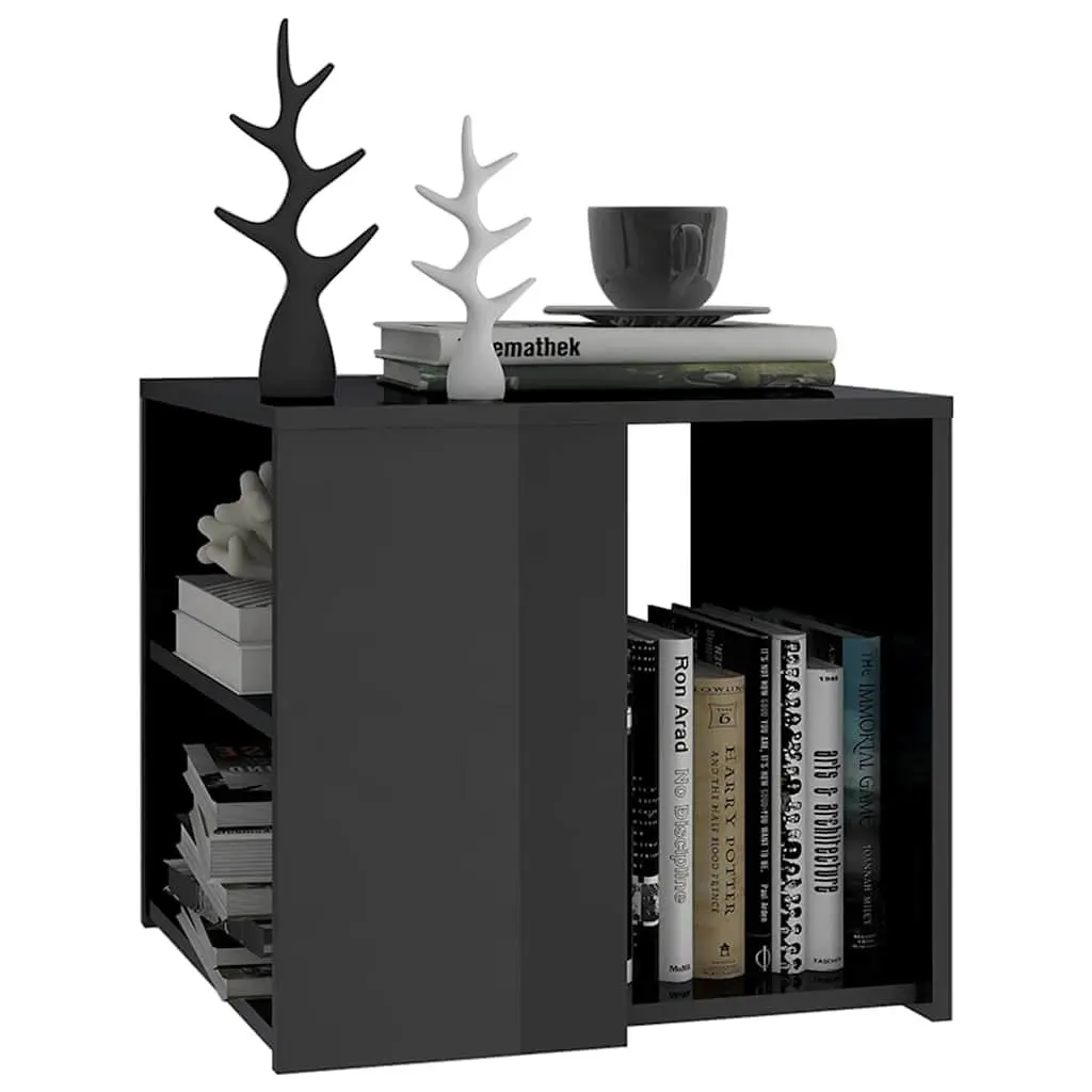 Side Table Grey High Gloss 50x50x45 cm Engineered Wood 3 Shelf Storage End Table Cabinet