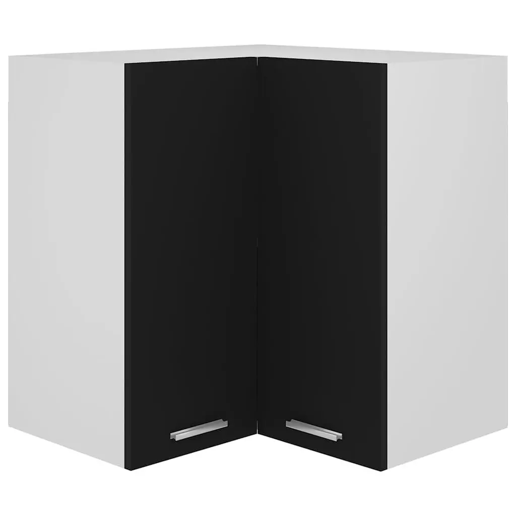 Hanging Corner Kitchen Cabinet Black Storage Unit with Two Shelves Doors