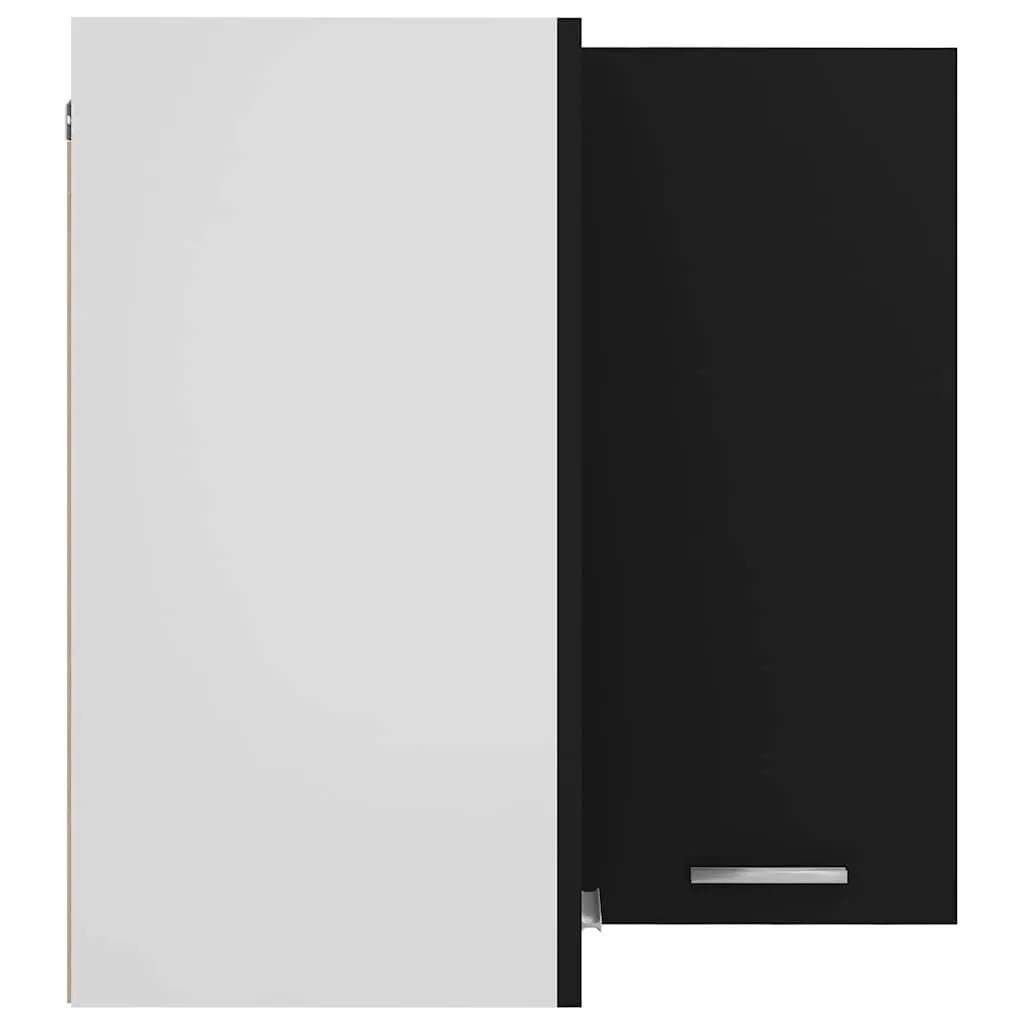 Hanging Corner Kitchen Cabinet Black Storage Unit with Two Shelves Doors