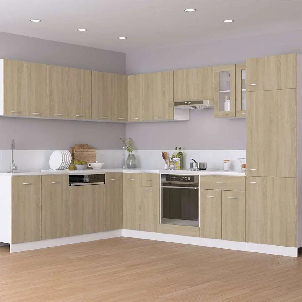Brown Hanging Corner Kitchen Cabinet with Two Shelves