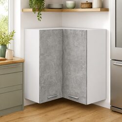 Grey Wall Mount Corner Kitchen Cabinet with Storage Shelves