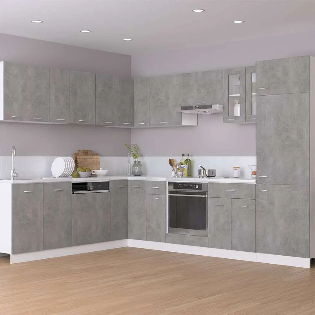 Grey Wall Mount Corner Kitchen Cabinet with Storage Shelves