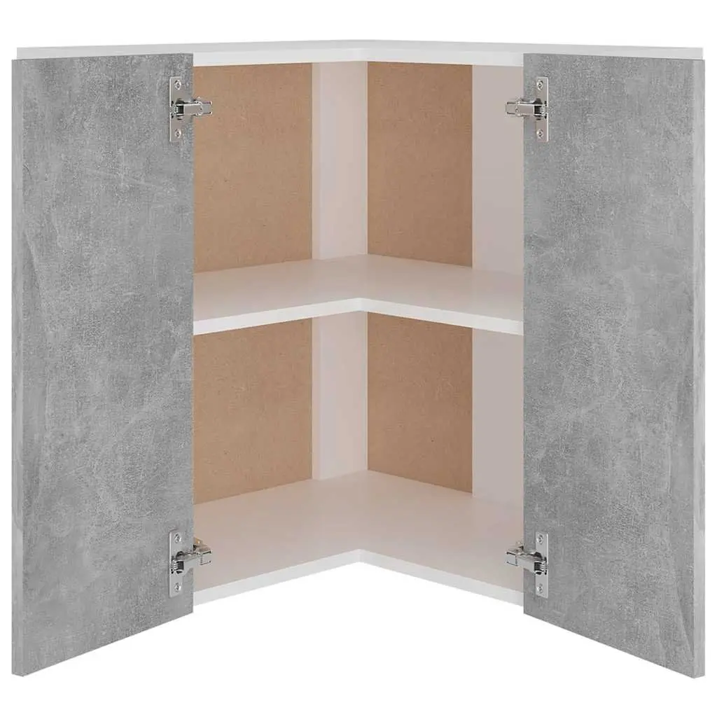 Grey Wall Mount Corner Kitchen Cabinet with Storage Shelves
