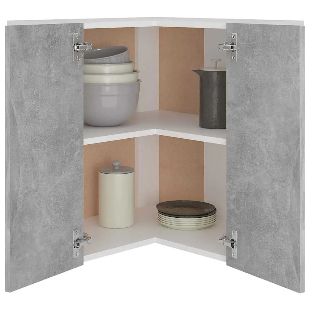 Grey Wall Mount Corner Kitchen Cabinet with Storage Shelves