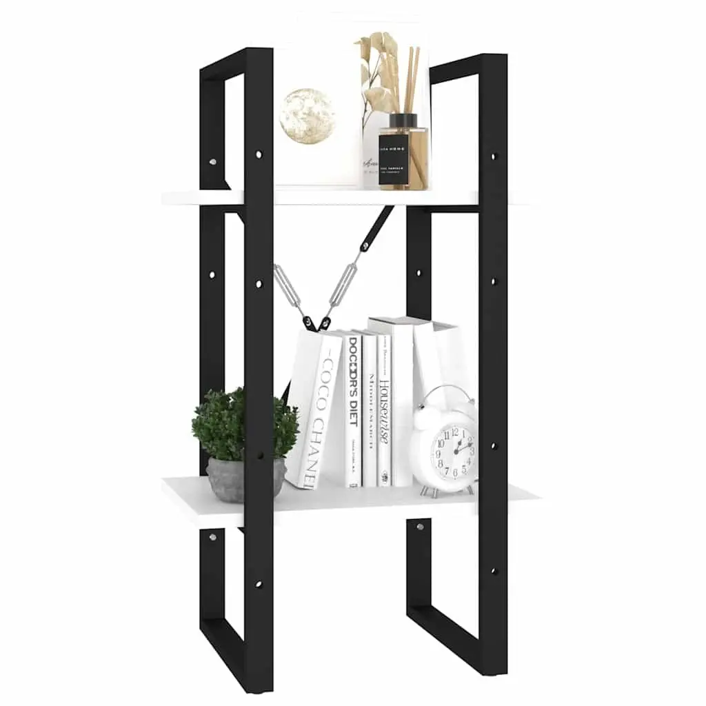 2-Tier Book Cabinet White 40x30x70 cm Engineered Wood Storage Shelving Unit Bookcase Display