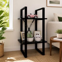 2-Tier Black Book Cabinet for Stylish Storage