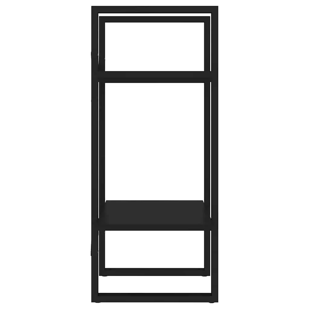 Book Cabinet Industrial Style 2-Tier Shelving Unit Black Engineered Wood Storage Display Stand