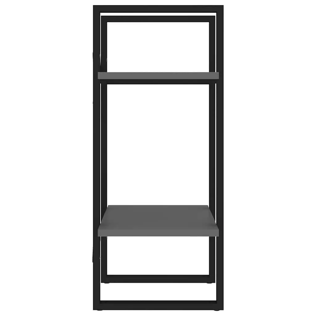 Book Cabinet Industrial Grey 2-Tier Engineered Wood Storage Shelving Unit