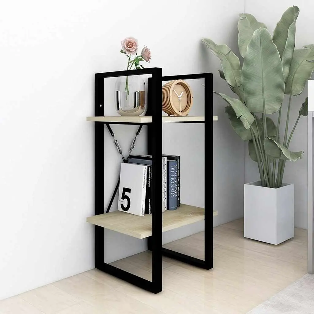 2-Tier Book Cabinet Brown Standing Bookshelf 40x30x70cm Engineered Wood