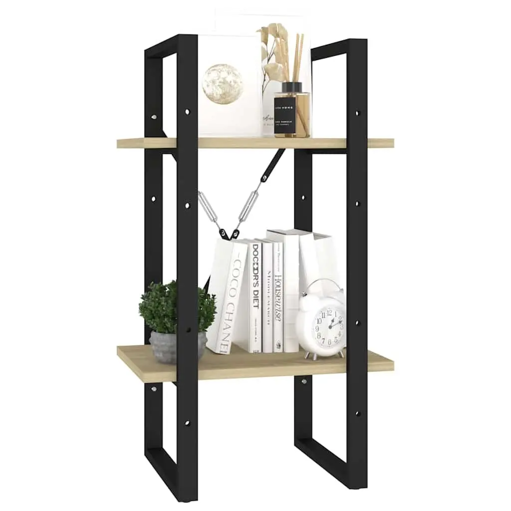 2-Tier Book Cabinet Brown Standing Bookshelf 40x30x70cm Engineered Wood